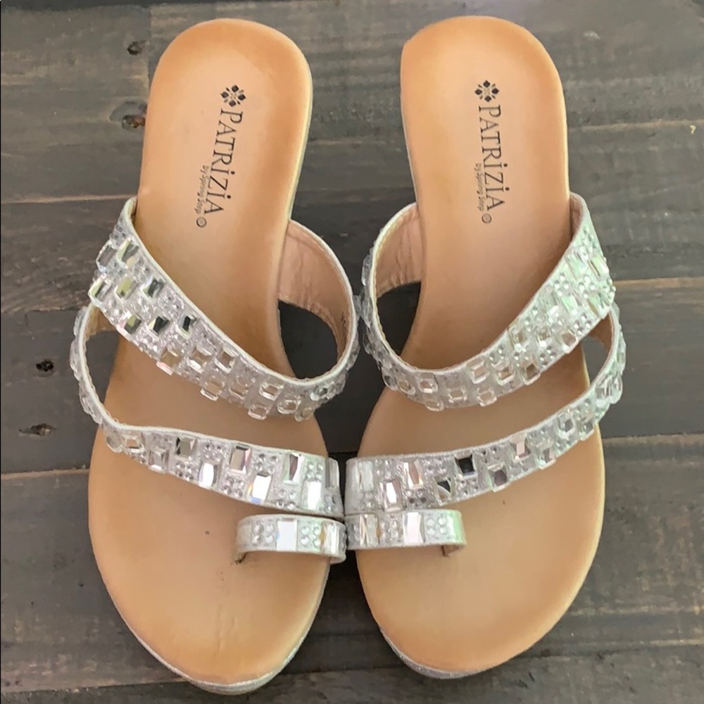 Patrizia by spring step silver rhinestone wedges